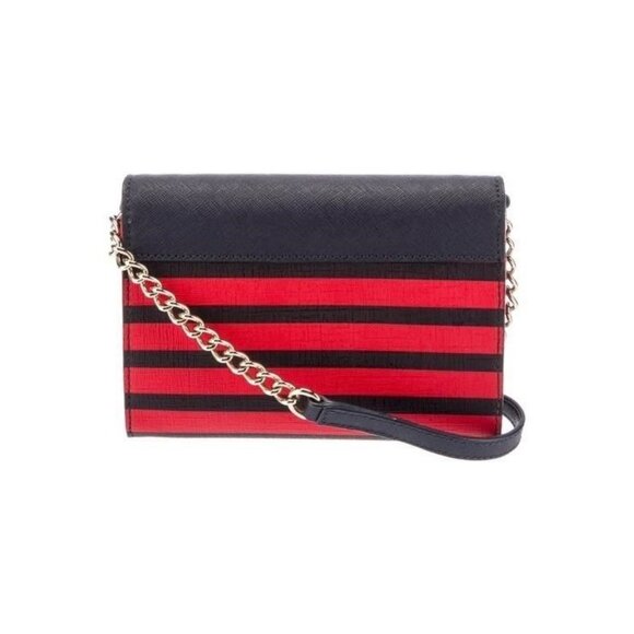 Kate Spade Red & Black Striped Crossbody Bag With Chain Strap - Picture 3 of 5